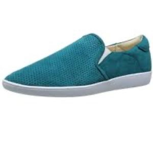 Nine West Teal Suede Slip On Sneakers